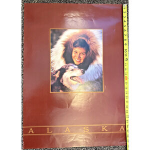 Alaska Tourism Poster Alaskan Native Indigenous Woman Iditarod Dog Husky 30"x22"